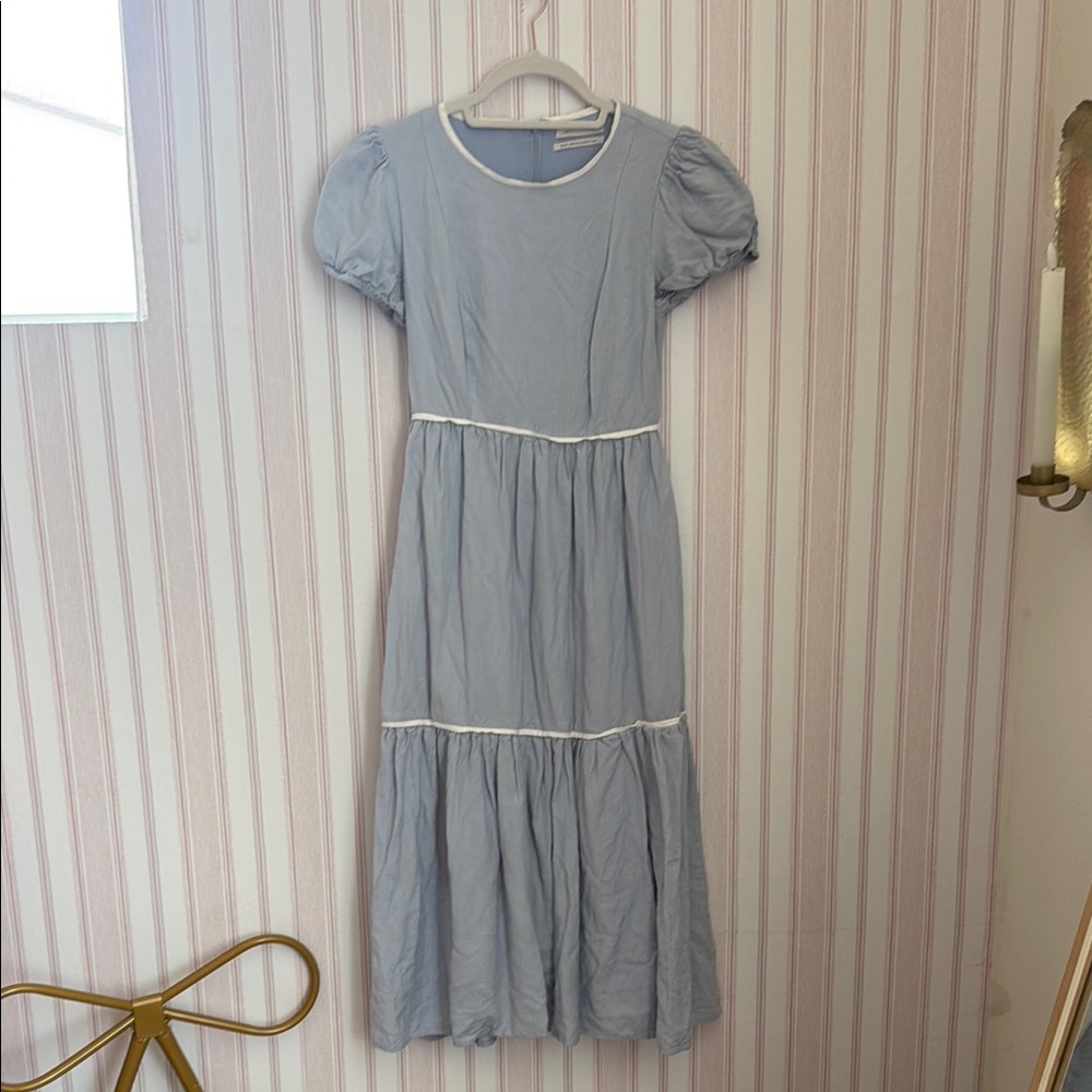 Urban Outfitters Blue Maxi Sundress with Puff Sleeves